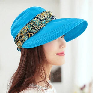 Women's Rayon Adjustable Strap Printed Pattern Sun Protection Hat