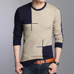 Men's O-Neck Polyester Long Sleeves Mixed Colors Pullover Sweater