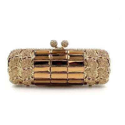 Women's Metallic Hasp Closure Rhinestone Bridal Wedding Clutch