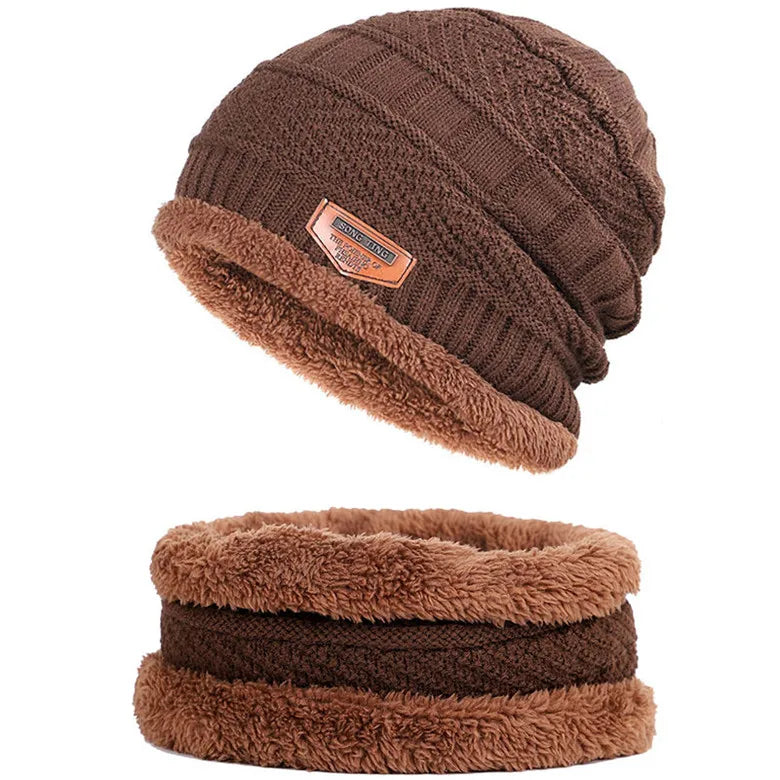 Men's Acrylic Knitted Pattern Casual Beanies Thick Winter Cap