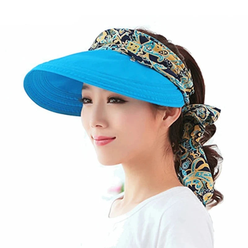 Women's Rayon Adjustable Strap Printed Pattern Sun Protection Hat