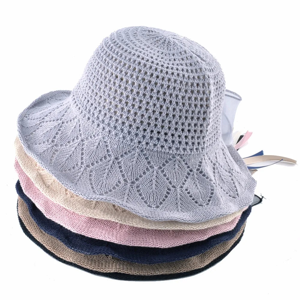 Women's Polyester Solid Pattern Sun Protection Formal Beach Hat