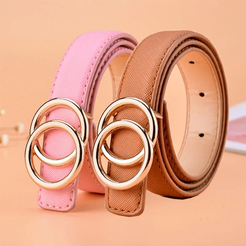 Women's PU Leather Buckle Closure Solid Pattern Trendy Belts 