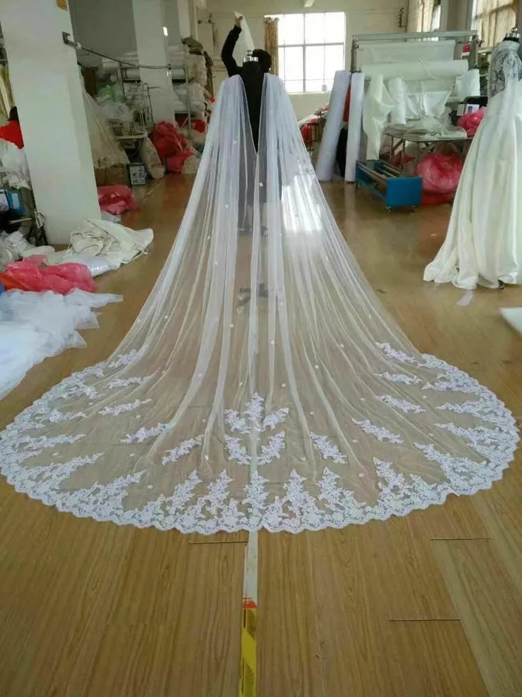 Women's Polyester Applique Edge One-Layer Bridal Wedding Veils