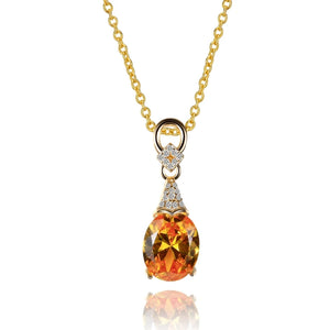 Women's 100% 925 Sterling Silver Citrine Geometric Necklace