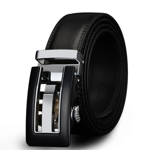 Men's Cowskin Automatic Buckle Closure Plain Pattern Strap Belts