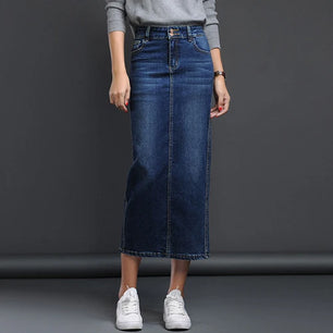 Women's Cotton High Waist Solid Pattern Casual Wear Denim Skirts