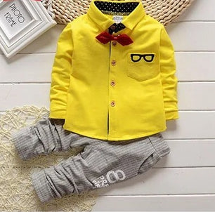 Kid's Turn-Down Collar Long Sleeve Solid Pattern Casual Clothes