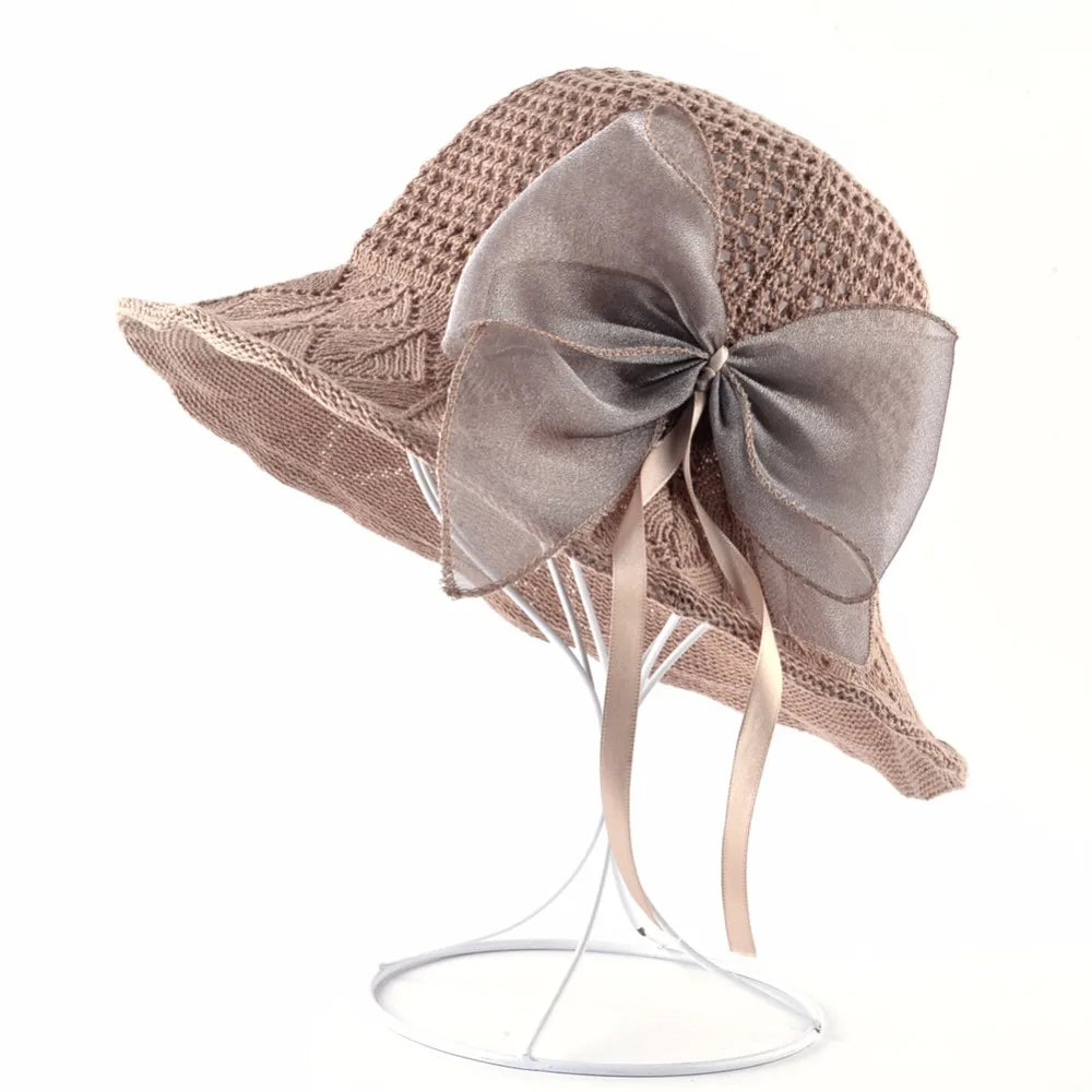 Women's Polyester Solid Pattern Sun Protection Formal Beach Hat