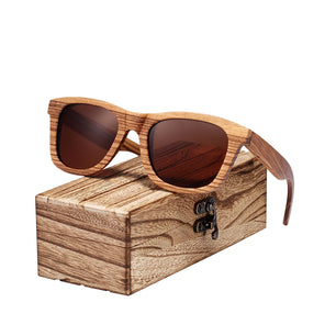 Women's Wooden Frame Polaroid Lens Square Shape Trendy Sunglasses