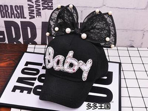 Women's Cotton Pearl Pattern Casual Wear Hip-Hop Snapback Caps