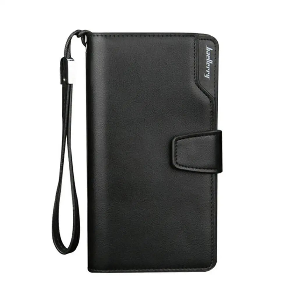 Men's PU Zipper Hasp Closure Large Capacity Card Holder Wallet