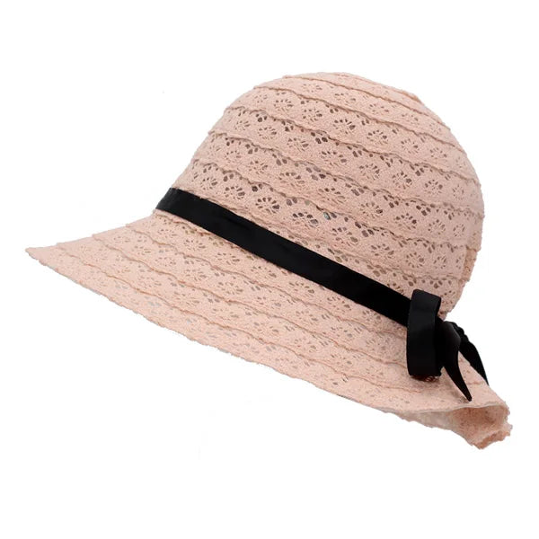 Women's Polyester Solid Pattern Sun Protection Trendy Beach Hat