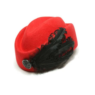 Women's Wool Feather Pattern Winter Trendy Warm Fedoras Cap