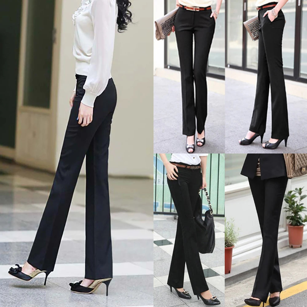 Women's Acrylic High Waist Zipper Fly Closure Formal Trousers