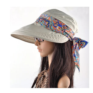 Women's Rayon Adjustable Strap Printed Pattern Sun Protection Hat