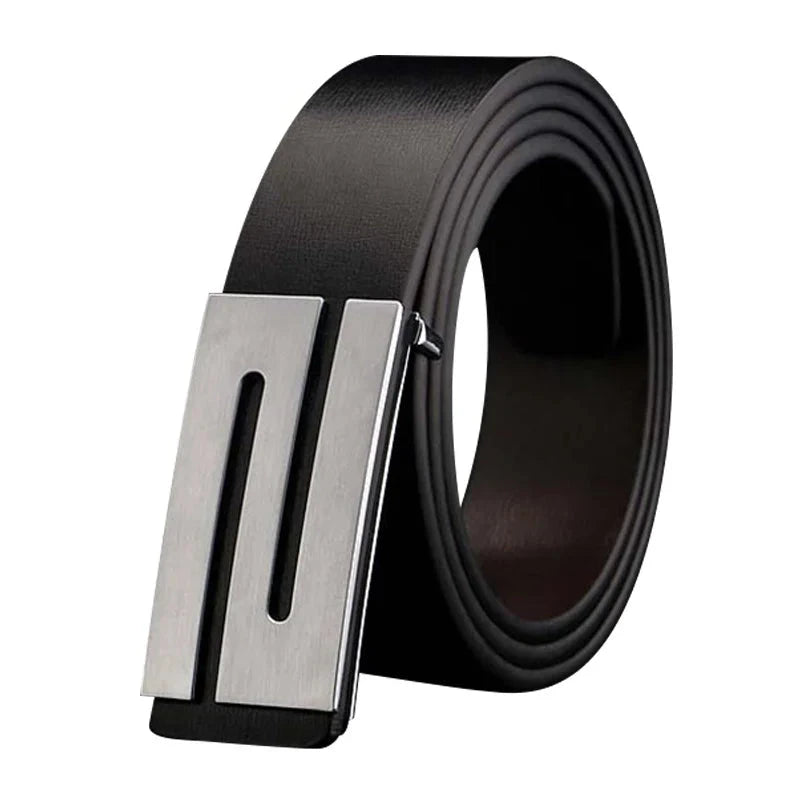 Men's Split Leather Buckle Closure Plain Pattern Trendy Belts