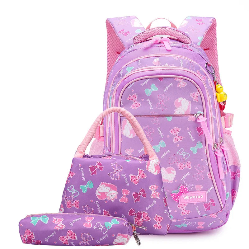 Kid's Nylon Zipper Closure Printed Pattern Trendy School Backpack