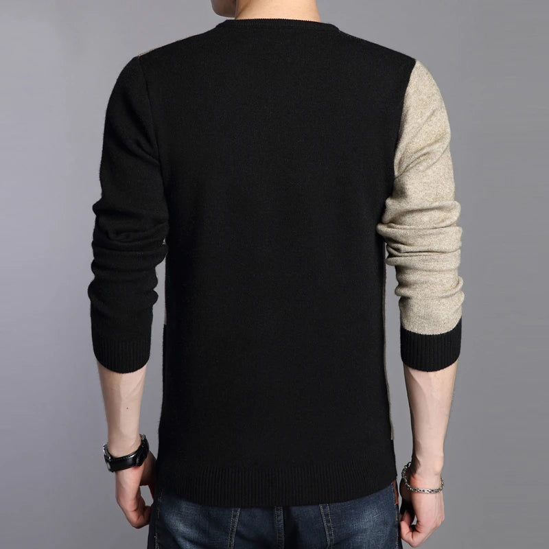 Men's O-Neck Polyester Long Sleeves Mixed Colors Pullover Sweater