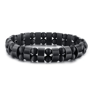 Men's Stainless Steel Easy-Hook Clasp Trendy Round Bracelet