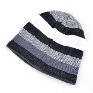 Men's Polyester Beanies Double-Layer Striped Pattern Hip Hop Cap