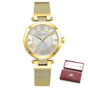 Women's Stainless Steel Folding Clasp Luxury Waterproof Watch