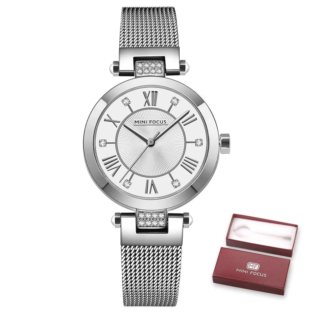 Women's Stainless Steel Folding Clasp Luxury Waterproof Watch