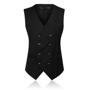 Men's Polyester V-Neck Sleeveless Double Breasted Formal Vests