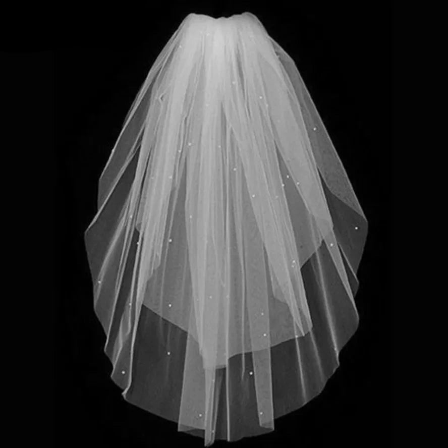 Women's Polyester Cut Edge Two-Layer Elegant Bridal Wedding Veils