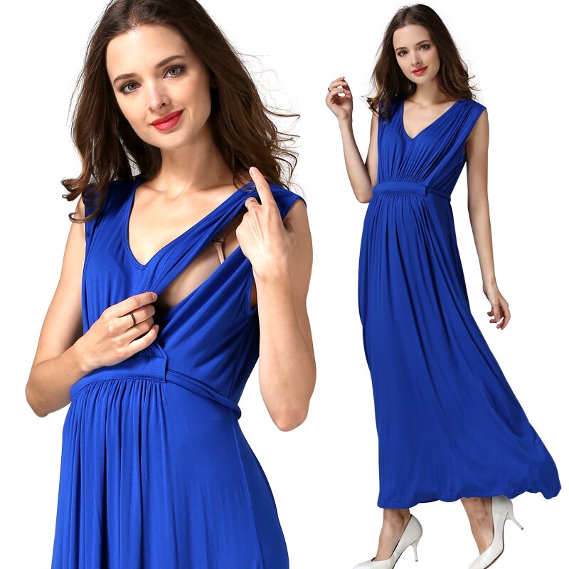 Women's V-Neck Spandex Sleeveless Breastfeeding Maternity Dress