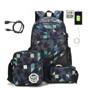 Kid's Oxford Zipper Closure Camouflage Pattern School Backpack