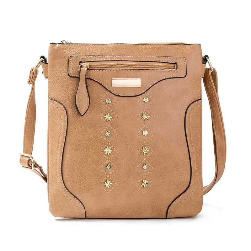 Women's PU Zipper Closure Solid Pattern Casual Shoulder Bag