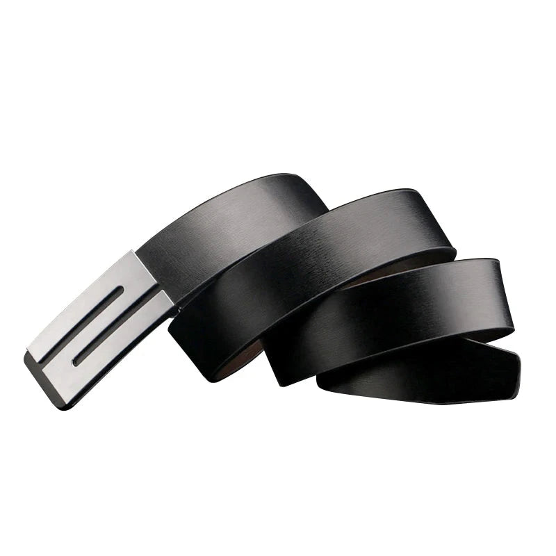 Men's Split Leather Buckle Closure Plain Pattern Trendy Belts