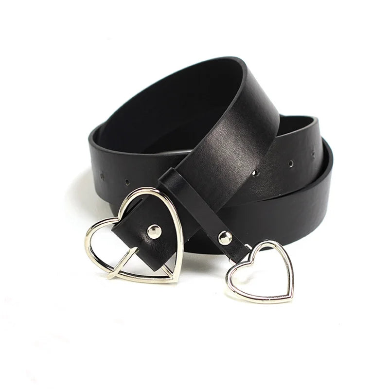 Women's 100% PU Buckle Closure Heart Pattern Trendy Waist Belts