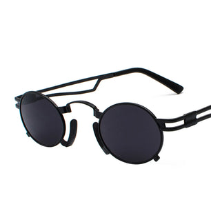 Men's Stainless Steel Frame Polycarbonate Lens Round Sunglasses