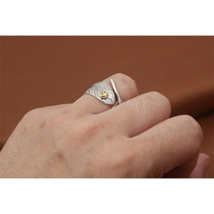 Men's 100% 925 Sterling Silver Feather Shape Engagement Ring