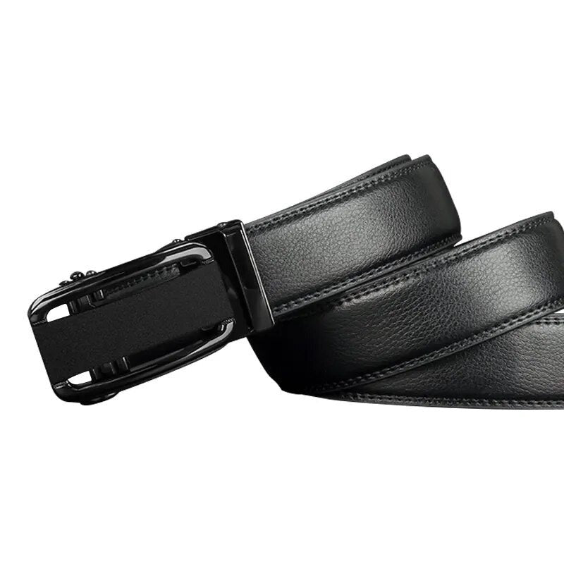 Men's Cowskin Automatic Metal Buckle Solid Pattern Strap Belts