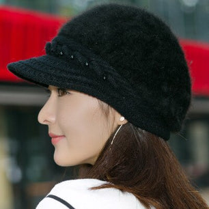 Women's Acrylic Solid Pattern Casual Rabbit Fur Winter Hats