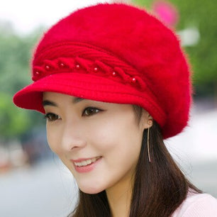 Women's Acrylic Solid Pattern Casual Rabbit Fur Winter Hats