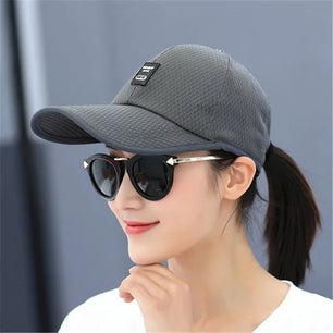 Women's Acrylic Adjustable Strap Patchwork Sun Protection Cap