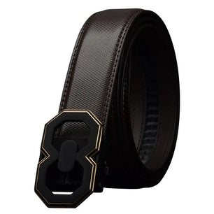 Men's Cowskin Automatic Buckle Closure Plain Pattern Strap Belts