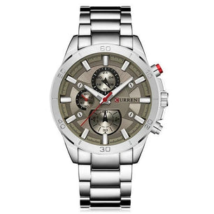 Men's Stainless Steel  Bracelet Clasp Round Waterproof Watch