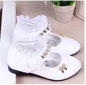 Kid's PU Round Toe Non-Slip Rhinestone Pattern Formal Shoes