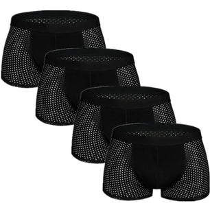 Men's 4 Pcs Spandex Breathable Dotted Pattern Loose Boxer Shorts