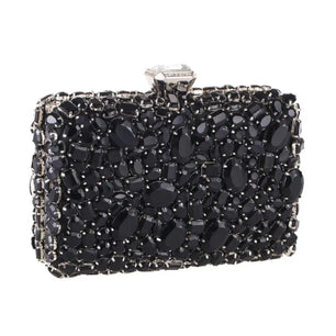 Women's Polyester Hasp Closure Rhinestone Pattern Evening Clutch