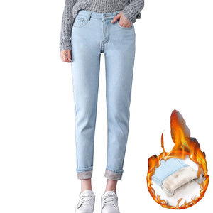 Women's Cotton High Waist Button Fly Closure Casual Denim Pants