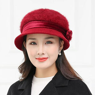 Women's Wool Solid Pattern Rabbit Fur Casual Wear Winter Caps