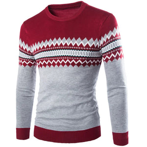 Men's O-Neck Acrylic Long Sleeves knitted Pullover Slim Sweater