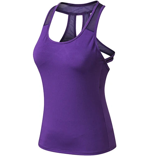 Women's Polyester O-Neck Sleeveless Fitness Yoga Workout Top