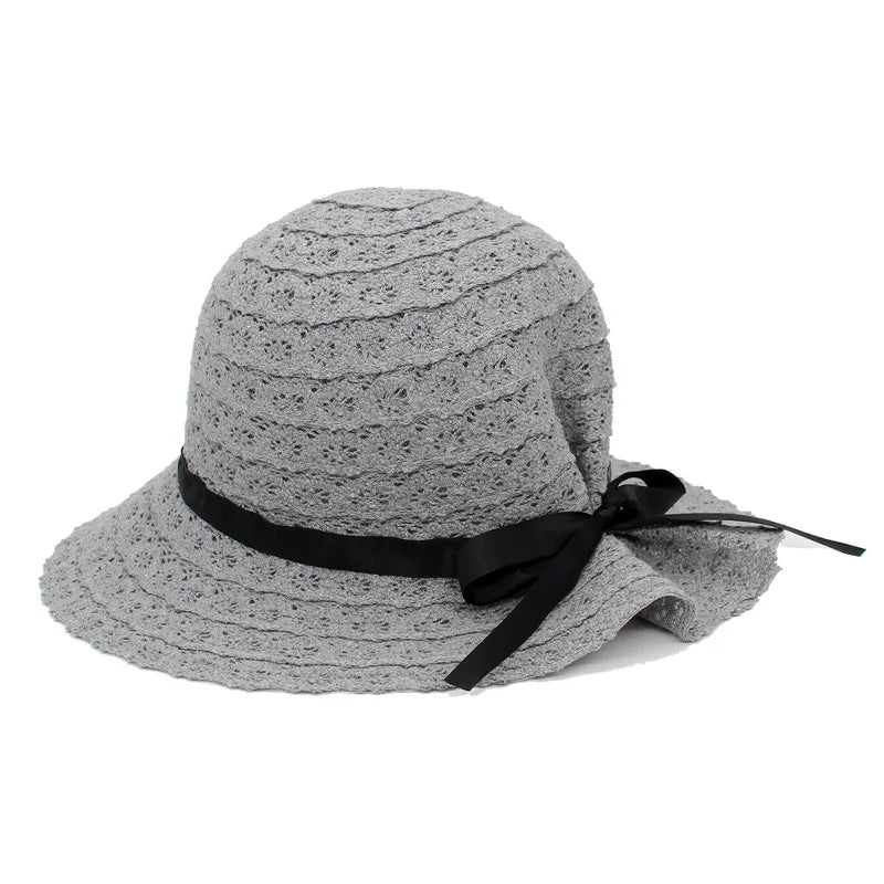 Women's Polyester Solid Pattern Sun Protection Trendy Beach Hat